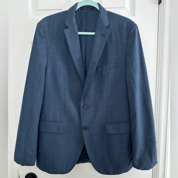 Hugo Boss Men’s US 40 regular fit suit jacket in checked Stretch Fabric Blue - Picture 4 of 12